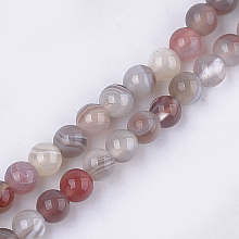 Honeyhandy Natural Botswana Agate Beads Strands, Round, 4mm, Hole: 0.8mm, about 45~50pcs/strand, 7.6 inch