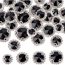 OLYCRAFT 32pcs 4 Size Black Flatback Rhinestones Buttons DIY Craft Embellishments Buttons 12.5/14.5/16/18.5mm Decoration Brooch Flatback Button for Clothing Shoes Headband Wedding Bouquet