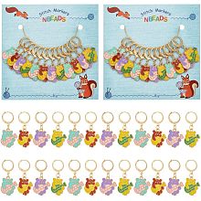 NBEADS 24 Pcs Bear with Guitar Stitch Markers, Enamel Alloy Crochet Stitch Marker Charms 304 Stainless Steel Clasp Locking Stitch Marker for Knitting Weaving Sewing Jewelry Making