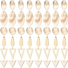 Beebeecraft 48Pcs/Box 6 Style Brass Pendants Charms 18K Gold Plated Brass Oval Teardrop Triangle DIY Dangle Earring Making Kits for Bracelet Necklace Jewelry Making