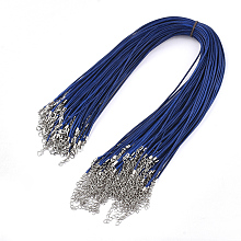 Honeyhandy Waxed Cord Necklace Making, with Zinc Alloy Lobster Clasps, Platinum, Dark Blue, 17.8 inch~18 inch(45.5~46cm), 2mm