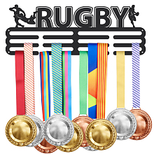 SUPERDANT Rugby Medal Hanger Display Black 60+ Competition Medal Holder Frame Iron Medal Hook for Competition Medal Holder Display Wall Hanging Athlete Gift 40x15cm