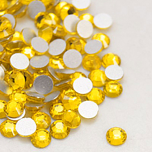 Honeyhandy Glass Flat Back Rhinestone, Grade A, Back Plated, Faceted, Half Round, Lt.Col.Topaz, 3.8~4mm, about 1440pcs/bag