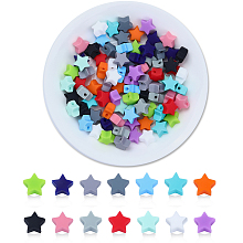 CHGCRAFT 84Pcs 14 Colors Silicone Star Beads Mini Star Shape Loose Bead Soft Colorful Spacer Beads for DIY Bracelet Necklace Jewelry Making, 13x14x8mm