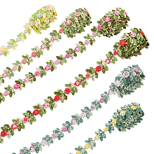 PandaHall Elite 6 Yards 6 Colors Polyester Embroidery Ribbon, Flower Lace Trim, Mixed Color, 45054 inch(15mm), 1 yard/color