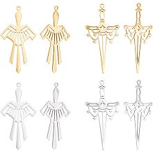 DICOSMETIC 8Pcs 4 Style Stainless Steel Pendants Laser Cut Sword Charms Pendants in Golden for DIY Necklace Bracelet Earring Keychain Making Supplies Craft