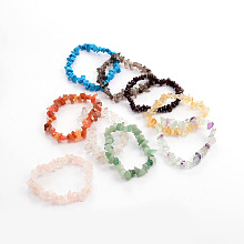 Honeyhandy Chips Gemstone Beaded Stretch Bracelets, Natural & Synthetic Mixed Stone, 45mm