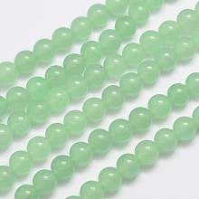 Honeyhandy Natural & Dyed Malaysia Jade Bead Strands, Round, Light Green, 8mm, Hole: 1.0mm, about 48pcs/strand, 15 inch