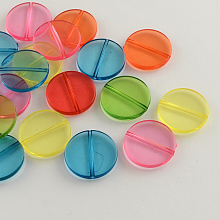 Honeyhandy Flat Round Transparent Acrylic Beads, Mixed Color, 25x5mm, Hole: 2mm