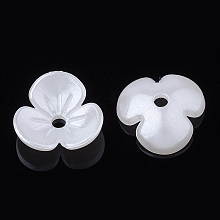 Honeyhandy 3-Petal ABS Plastic Imitation Pearl Bead Caps, Flower, Creamy White, 9.5x10x3mm, Hole: 1.5mm