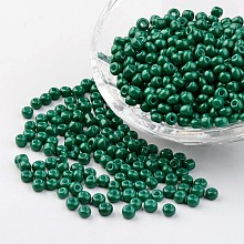 Honeyhandy 6/0 Baking Paint Glass Seed Beads, Teal, 4~5x3~4mm, Hole: 1~2mm, about 427pcs/50g