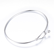 Honeyhandy 304 Stainless Steel Bangles, with 201 Stainless Steel Beads, Stainless Steel Color, 2-1/4 inch(54mm)x2-1/2 inch(62.5mm)