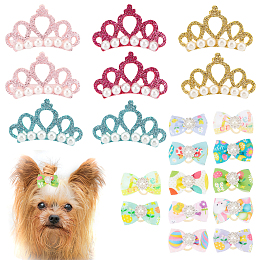 CHGCRAFT 20Pcs Pet's Hair Accessories Kits Dogs Hair Bows Princess Style Dog Hair Clips Multicolor Dog Hair Accessories