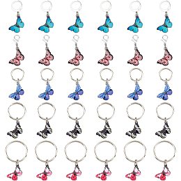 WADORN 30pcs Colorful Butterfly Enamel Pendants, 5 Styles Butterfly Keychains Women Purse Bag Car Charms Cute Key Ring Pendants Decoration for Bracelet Jewelry Making DIY Craft Backpack Accessories