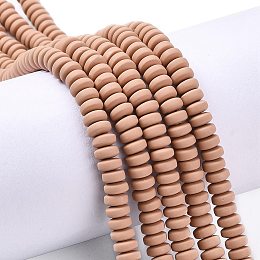 Honeyhandy Handmade Polymer Clay Beads Strands, for DIY Jewelry Crafts Supplies, Flat Round, Camel, 6~7x3mm, Hole: 1.5mm, about 113~116pcs/strand, 15.55 inch~16.14 inch(39.5~41cm)