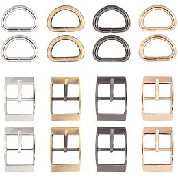 NBEADS 8 Pcs Metal D Ring, 8 Pcs Roller Buckles Tir Glide Slide Buckle for DIY Hardware Belt Adjuster Sewing Accessory