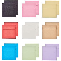 PandaHall Elite 90pcs Square Paper Envelope 10cm Gift Invitation Envelope for Wedding Party, 9 Colors