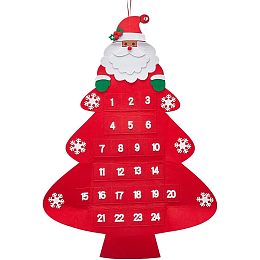 NBEADS Christmas Tree Fabric Advent Calendar, Felt Christmas Tree Fabric Wall Hanging Fibre Xmas Countdown Calendar Gift for Christmas New Year Wall Home Party Decoration