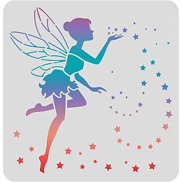 FINGERINSPIRE Elf & Star Drawing Painting Stencils Templates 11.8x11.8inch Elf & Star Pattern Plastic Stencils Decoration Rectangle Reusable Stencils for Painting on Wood, Floor, Wall and Fabric