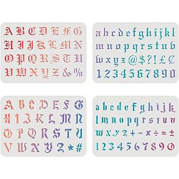 FINGERINSPIRE 4 PCS Letter Stencils Template 11.7x8.3 inch Plastic Alphabet Drawing Painting Stencils Letters and Numbers Stencils Lettering Stencils for Painting on Wood, Floor, Wall and Tile