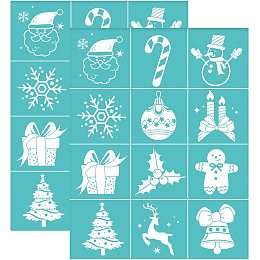 OLYCRAFT 2pcs Silk Screen Stencils 8.7×11 inch Christmas Self-Adhesive Stencils Snowman Gingerbread Man Mesh Transfers Silk Screen Stencil for Painting on DIY Home Decor Wood Making DIY Decoration