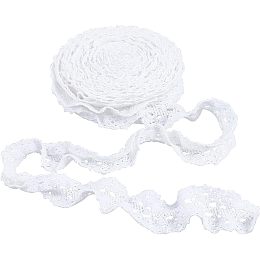 GORGECRAFT 5 Yards Stretch Lace Trim Cotton Elastic Cords Gathered Crocheted Lace Trimmings DIY Craft Ribbon Decorated Trims for Crafts Wedding Bridal Costume Sewing Making Bouquet Embellishments