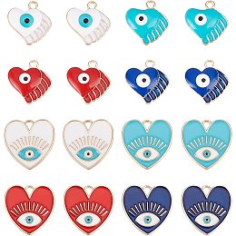 SUPERFINDINGS 32Pcs 2 Styles Evil Eye Alloy Charms Evil Eye Enamel Pendant 4 Colors Eyes Dangle Charms for DIY Craft Bracelet Necklace Jewerly Making