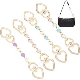 UNICRAFTALE 4Pcs Heart Bag Extender Chains Alloy Enamel Heart Purse Chain Strap 15.2cm Crossbody Shoulder Bag Strap Extender Chains with Spring Gate Rings for Bag Straps Replacement Accessories