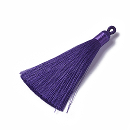 Honeyhandy Polyester Tassel Pendants, Indigo, 78~82x8mm, Hole: 2~4mm