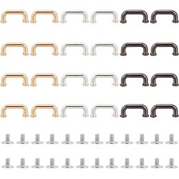 SUPERFINDINGS 24 Sets 3 Colors Metal D-Ring Connector Buckles Arch Bridge D Ring Buckle 15x32mm Handbag Suspension Clasp with Screws for DIY Leather Crafts Purse Making