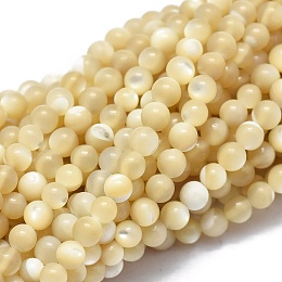 Honeyhandy Shell Beads Strands, Round, 2mm, Hole: 0.5mm, about 195pcs/strand, 15.35 inch(39cm)