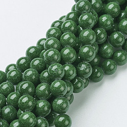 Honeyhandy Natural Mashan Jade Round Beads Strands, Dyed, Green, 8mm, Hole: 1mm, about 51pcs/strand, 15.7 inch