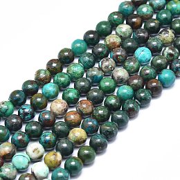 Natural Chrysocolla Beads Strands, Round, 6mm, Hole: 0.8mm, about 64pcs/strand, 15.35 inch(39cm)