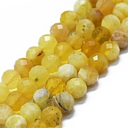 Honeyhandy Natural Yellow Opal Beads Strands, Faceted(64 Facets), Round, 6mm, Hole: 0.8mm, about 62~67pcs/strand, 15.16~15.55 inch(38.5~39.5cm)