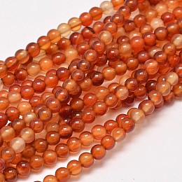 Honeyhandy Round Natural Red Agate Bead Strands, Dyed & Heated, 4mm, Hole: 1.2mm, about 95pcs/strand, 14.9 inch