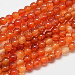 Honeyhandy Round Natural Red Agate Bead Strands, Dyed & Heated, 6mm, Hole: 1.2mm, about 62pcs/strand, 14.9 inch