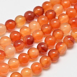 Honeyhandy Round Natural Red Agate Bead Strands, Dyed & Heated, 8mm, Hole: 1.2mm, about 47pcs/strand, 14.9 inch