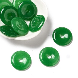 Honeyhandy Natural Malaysia Jade Pendants, Donut/Pi Disc, Donut Width: 9.5~10mm, 24~25x4~5mm, Hole: 5mm