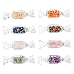 Honeyhandy 1360Pcs 8 Styles Natural Mixed Stone Chip Beads, No Hole/Undrilled, with Clear Plastic Candy Box, 2~8x2~4mm, about 170pcs/style