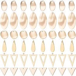 Beebeecraft 48Pcs/Box 6 Style Brass Pendants Charms 18K Gold Plated Brass Oval Teardrop Triangle DIY Dangle Earring Making Kits for Bracelet Necklace Jewelry Making