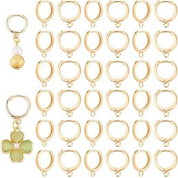 PandaHall Elite Huggie Hoop Earring 30pcs 18K Gold Plated Earring Hooks Lever Back Earring Hook Earring Findings Earring Making Kit Huggie Earring with Loop for Jewelry Making 17x13.5x2mm