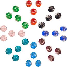 SUNNYCLUE 32PCS 8 Colors 12mm Handmade Lampwork Glass Beads Luminous Glass Beads Glow in The Dark Flower European Gold Sand Firefly Glowing Beads for Jewelry Making Beading Kit Bracelets Supplies