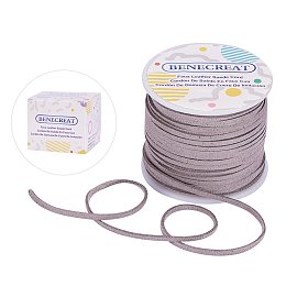 BENECREAT 3mm Faux Suede Cord Jewelry Making Flat Micro Fiber Lace Faux Suede Leather Cord (30 Yards, Gray)