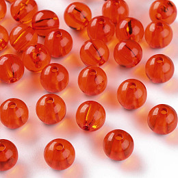 Honeyhandy Transparent Acrylic Beads, Round, Dark Orange, 10x9mm, Hole: 2mm, about 940pcs/500g