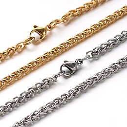 Honeyhandy 304 Stainless Steel Wheat Chain Necklaces, with Lobster Clasps, Mixed Color, 23.7 inch(60.2cm), 1x3x5mm