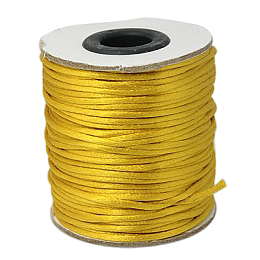 Honeyhandy Nylon Cord, Satin Rattail Cord, for Beading Jewelry Making, Chinese Knotting, Goldenrod, 2mm, about 50yards/roll(150 feet/roll)