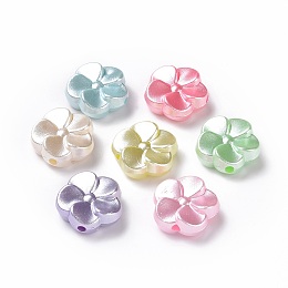 Honeyhandy Imitation Pearl Acrylic Beads, Flower, Mixed Color, 18.5x19x7.5mm, Hole: 2.5mm, about 381pcs/500g