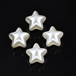 Honeyhandy ABS Plastic Imitation Pearl Beads, Star, Creamy White, 16x17x15mm, Hole: 3mm, about 270pcs/500g