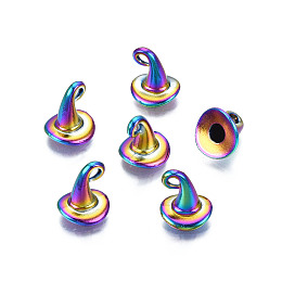 Honeyhandy Rainbow Color Alloy Pendants, Cadmium Free & Lead Free, Witch Hat, 11x11x11mm, Half Hole: 3mm