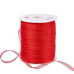 BENECREAT 1Roll 1/4" 500 Yards/Roll Sparkle Sheer Organza Ribbon for Christmas Festive Decoration DIY Crafts Arts & Garden, Red